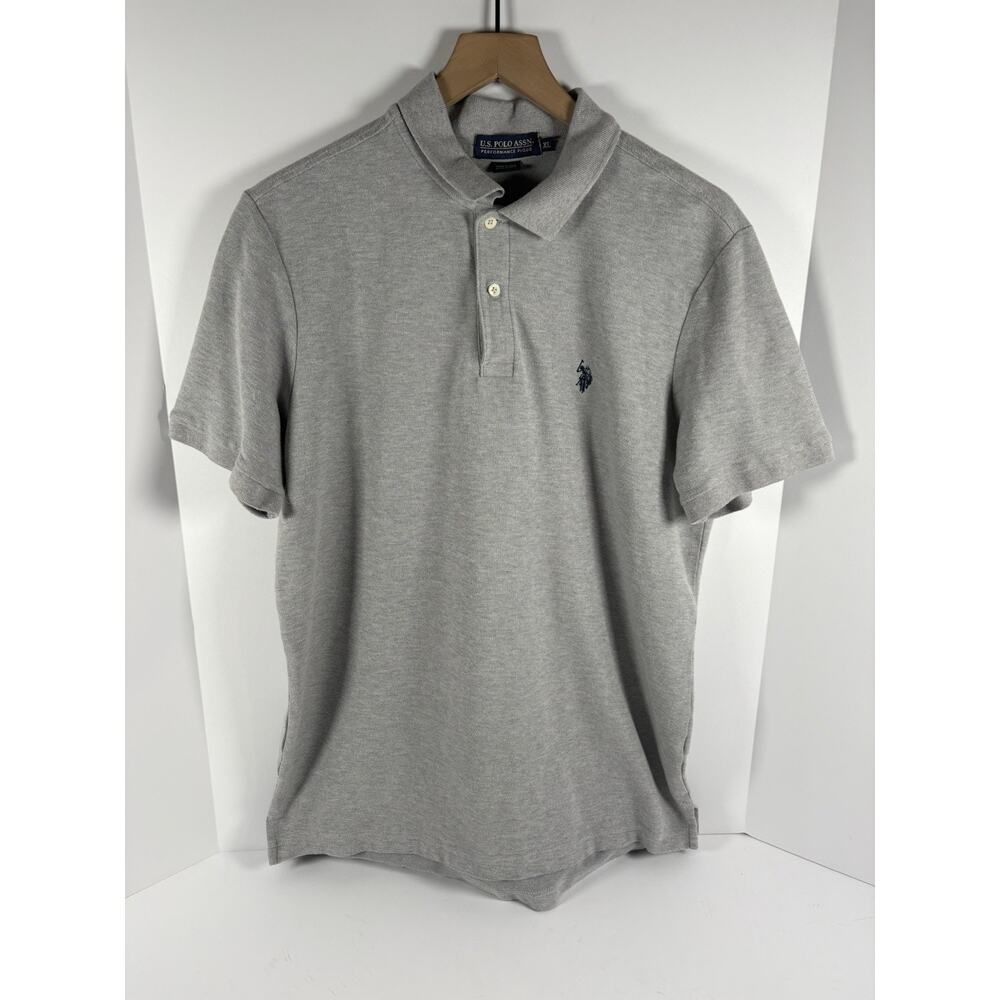 U.S. Polo Assn Gray Performance Pique Polo Shirt Mens XL Short Sleeve